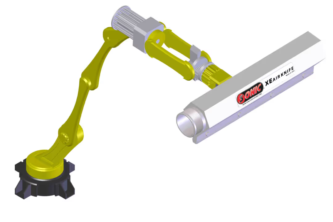 Sonic factory automation air knife system installed on an automotive production line